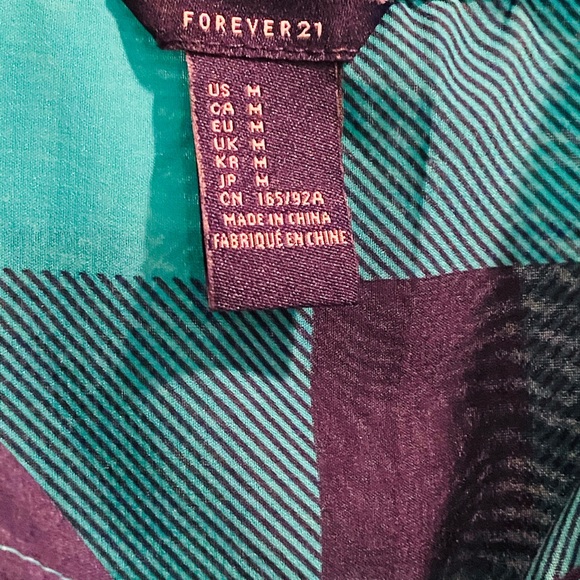 Forever 21 Teal and Black checkered top. - Picture 2 of 3